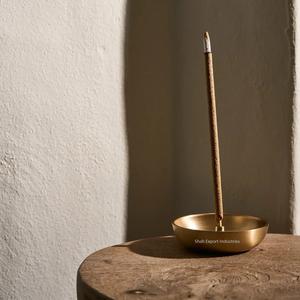 Golden Incense <b>Burner</b> With Ash Catcher Home Office <b>Fragrance</b> Brass Incense Stick Holder Meditation Yoga Indoor Use - Product Image 2