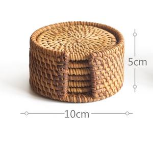 Dessous de verre élégants sous-verres tressés faits à la main pour sous-verres en osier de rotin pour le salon de SCI - Product Image 2