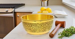 Cuenco redondo de metal tallado para mezclar para ensalada, batir huevos, servir cocina, cuenco de latón para servir dulces y fines decorativos - Product Image 3