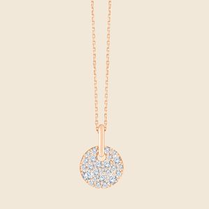 Delicado colgante redondo de diamante con diamante redondo cultivado en laboratorio de 0.46 quilates F-VS, elaborado en oro macizo de 14K para fiesta de compromiso. - Product Image 3