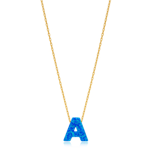 Opale Pierre Lettre Initiale Une Conception Alphabet Collier Turc À La Main Fabriqué À La Main En Gros 925 Bijoux En Argent Sterling - Product Image 1