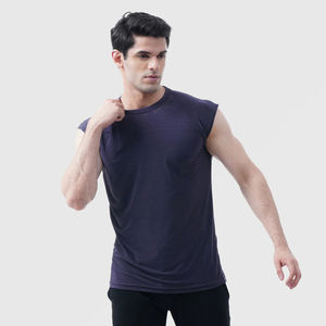 T-shirt de sport à col rond pour homme, coupe ajustée, sans couture, sans manches, vêtements de sport, t-shirt sans manches pour homme - Product Image 3