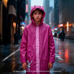 Impermeable Infantil para Niños y Niñas, Diseño de Conejo, Nylon Transpirable, Ecológico, Plegable, Talla XL 12, Diseño Lindo - Product Image 5