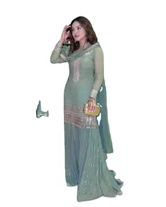 Fulpari Indian Ethnic Wear Georgette Salwar Kameez costume avec broderie costume de travail et Georgette Dupatta ensemble