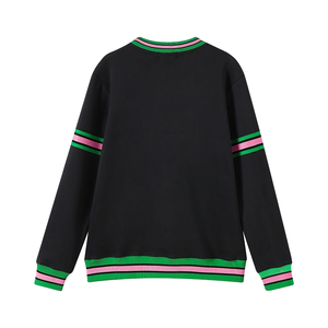 Sudadera bordada AKA personalizada, jersey de cuello redondo, dobladillo acanalado, puños, bolsillo de canguro, Sudadera con capucha a rayas de bloque de Color para invierno - Product Image 3