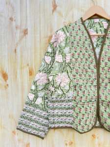 เสื้อแจ็กเก็ตผ้าฝ้ายพิมพ์ลายดอกไม้แบบกลับด้านได้สำหรับผู้หญิงเสื้อแจ็คเก็ตลำลองใส่ได้ทุกฤดู - Product Image 6