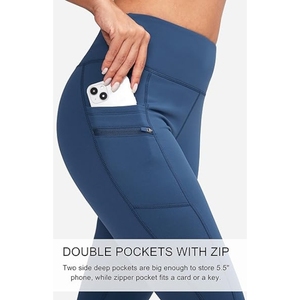 Venta Directa de Fábrica, Leggings Deportivos de Cintura Alta con Control de Abdomen para Mujer, Elásticos en 4 Direcciones, Secado Rápido, Transpirables, para Yoga - Product Image 3
