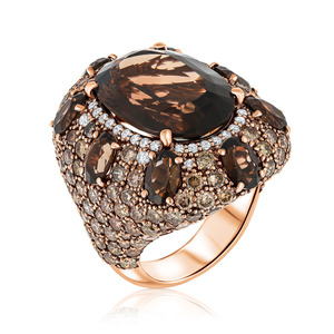 Chất Lượng Cao Nhà Cung Cấp 2024 Hot Bán Tự Nhiên Thạch Anh Khói Khía Mặt Nhẫn Món Quà Sinh Nhật Smoky Topaz Đá Quý Vàng Trang Sức Nhẫn - Product Image 1