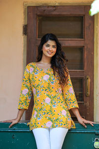 เสื้อสไตล์โบฮีเมียนแบบดั้งเดิมผ้าฝ้ายทอบนสกรีนพิมพ์ลายทำด้วยมืออย่างยั่งยืนแบบสบายๆสำหรับสวมใส่ในชีวิตประจำวัน - Product Image 4