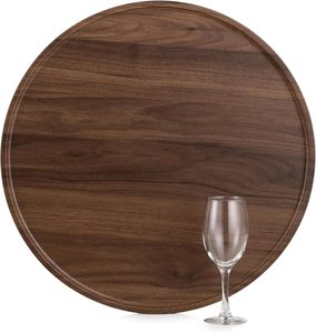 Elegante Bandeja Redonda Decorativa de Madera con Asas para Servir Desayuno, Café, Bocadillos, Fiestas y Decoración del Hogar - Product Image 1