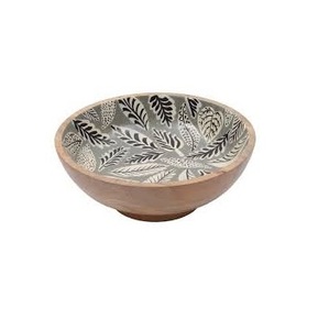 Tazón de Madera de Mango Pintado a Mano, Diseño Moderno Ecológico, Patrón de Hojas Esmaltadas, Tazón de Madera Hecho a Mano Personalizado al por Mayor - Product Image 1