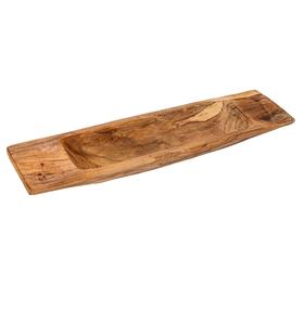 Trug en bois de teck avec poignées plateau naturel plateaux de support de pièce maîtresse vintage plateau ottoman de ferme pour la cuisine - Product Image 1