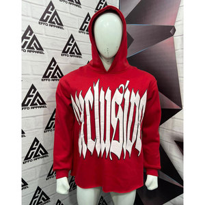 Sweat à capuche en polaire bleu uni de haute qualité pour homme, design imprimé en relief personnalisé, effet vieilli, 100 % coton, coupe-vent - Product Image 1