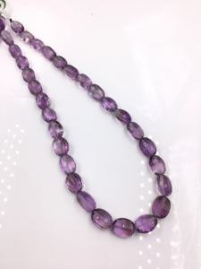 Cuentas Ovaladas de Amatista Natural con Corte Checker para la Elaboración de Joyería Fina, Collar de Piedras Preciosas - Product Image 4