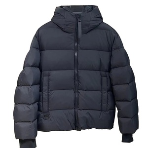 Veste en duvet d'oie classique de luxe pour hommes personnalisée Veste bouffante en fourrure à capuche - Product Image 1