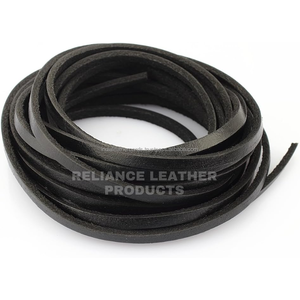 Cordon en cuir plat noir brillant de 5 mm, fabricant de sangles en cuir véritable, approvisionnement en gros - Product Image 3