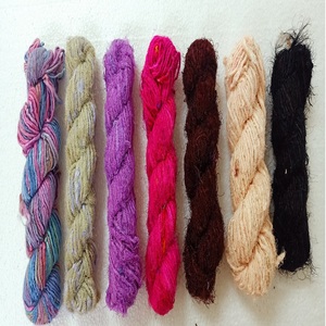 Custom Made Natural and Dyed Banana an Sari Silk <b>Yarns</b> Made From <b>Recycled</b> Sari Silk and Banana Silk Fibers - Product Image 1