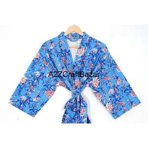 Vestido Casual Ligero, Ecológico, Transpirable, Lavable, 100% Algodón, Cuello en V, Manga Corta, Túnica Midi, Kaftan, Estampado Floral con Borlas - Product Image 2