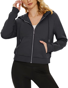 Sudadera con capucha de lana para mujer al por mayor de alta calidad, abrigos con cremallera para mujer, sudaderas de manga larga, ropa deportiva informal para correr - Product Image 6