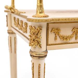 Chariot à thé en bois classique de luxe avec des détails dorés faits à la main, chariot de service - Product Image 3