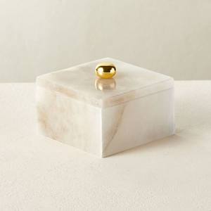 Marble square storage <b>boxes</b> with stone sphere lid decorative organizer container jewelry <b>keepsake</b> holder storage set - Product Image 4