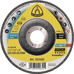Disco de Corte a 980 TZ Special D125x0.8mm Offset Inox 22.23mm Diámetro del Orificio Klingspor - Paquete de 25 - Product Image 1