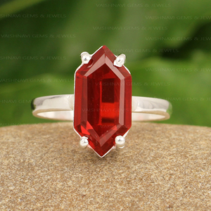 Bijoux fins en argent Sterling 925 fabriqués à la main 8x16mm bague en Quartz Tourmaline rose hexagone pour la fête d'anniversaire des femmes - Product Image 5