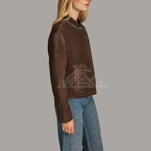 Veste de moto en cuir véritable de qualité supérieure pour femmes avec fermeture éclair Logo/couleurs/tailles personnalisable Service OEM pour les boutiques de marques rapide - Product Image 4