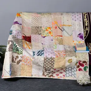 Mềm In Ấn Độ Handmade In Cổ Điển Kantha Hawaii Quilt Khâu Tay Ấn Độ Có Thể Đảo Ngược Mền Thoải Mái Ném