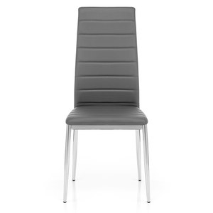 Silla de comedor de piel sintética <span class=keywords><strong>gris</strong></span> <span class=keywords><strong>oscuro</strong></span> simple y barata moderna con patas de metal cromado - Product Image 5
