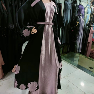 Elegante modesto bordado a mano de las mujeres Preimum Tissue patchwork Abayas tradicional Dubai vestidos de tela transpirable - Product Image 1