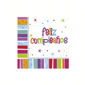 Serviettes de fête Joyeux Anniversaire 33x33cm 16 pièces 2 sacs - Product Image 2