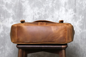 Classic Cowhide Leather Laptop Messenger Korean Protective Shoulder Bag Durable Office Use Zipper Closure Brown - Product Image 5