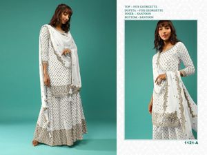 Style ethnique pakistanais indien pur Georgette broderie Collection mariage lourd Salwar Kameez costume Dupatta adultes robes de soirée - Product Image 3