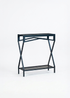 Table console industrielle moderne en métal avec base à tréteaux et étagère inférieure pour entrée ou couloir