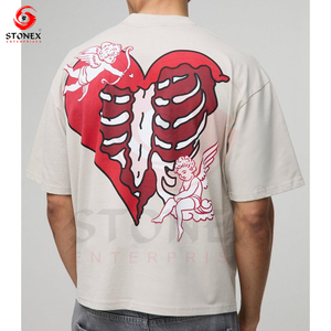 T-shirt personnalisé à manches courtes, coupe ample, en polyester/coton épais, pour homme, style streetwear décontracté d'été - Product Image 1