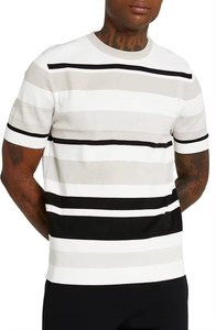 เสื้อยืดกีฬาผ้าฝ้ายพิมพ์ลายแบบกำหนดเองสำหรับผู้ชายกางเกงเล่นยิมลำลองมีแถบสีดำและโลโก้ - Product Image 2