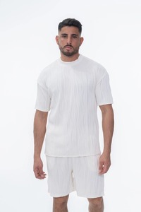 Conjunto de camiseta y pantalones cortos lisos de alta calidad 2025, Conjunto de camiseta y pantalones cortos de algodón de manga corta de 2 piezas para hombre - Product Image 2