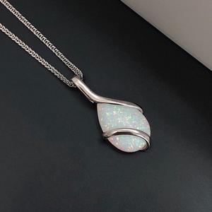 จี้เงินโอปอลอาเรียที่มีรูปร่างหยดน้ำตาและพลอยตัดลูกแพร์เครื่องประดับโอปอลธรรมชาติสไตล์น่ารัก - Product Image 3