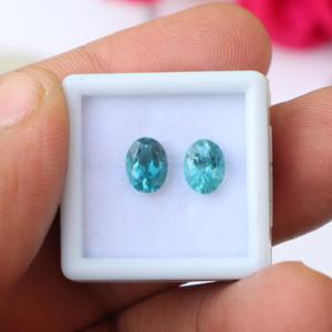 พลอยทัวร์มาลีนคู่แบบหลวม6X8มม. 1ชิ้นสีฟ้า1ชิ้น - Product Image 1