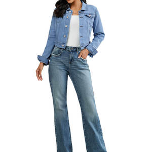 Veste en jean courte légère 100% coton Vêtements décontractés pour femmes Col rabattu Vêtements d'hiver Respirant Veste en jean unie - Product Image 5