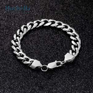 Men's Hip Hop 9mm <b>Solid</b> 925 Sterling <b>Silver</b> Cuban Link <b>Bracelet</b> Stylish Jewelry Gift Idea - Product Image 4