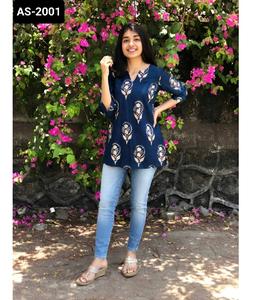 Ropa étnica india Colecciones de ropa tradicional Ropa de mujer Kurtis de rayón Premium con bordado y trabajo de secuencia Kurti corto - Product Image 5