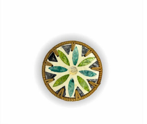 Handcrafted Mother Of Pearl Rattan Round Drink Coasters Elegant Natural Shell Surface Decorative <b>Table</b> <b>Protection</b> Accessories - Product Image 6