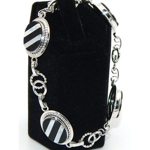 Bracciale di perline in argento Sterling 925 con madreperla e onice nero - Product Image 4
