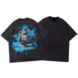 เสื้อยืดผ้าฝ้ายผู้ชายโอเวอร์ไซส์ใหญ่และสูง100% ออกแบบลายโลโก้ทรงหลวมใส่ซักได้ตามต้องการ - Product Image 1