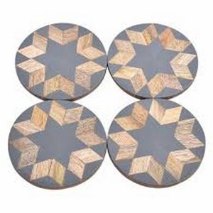 Dessous de verre en bois de manguier en résine époxy de haute qualité au design unique Ensemble de 6 verres à thé en bois faits à la main d'Inde - Product Image 2