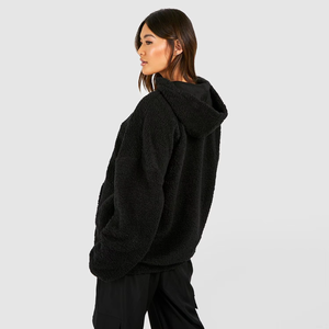 Custom Heavyweight Fleece Pullover Sherpa Chándal Bordado con capucha Logo Liso Sherpa Grueso Sudadera con capucha Conjunto Chándales Mujeres - Product Image 6