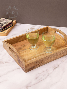 Bandeja de resina de madera de Acacia hecha a mano con asas de Metal, bandejas económicas para servir utensilios de boda para cocina y almacenamiento en el hogar - Product Image 4