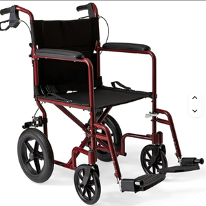 เพิ่งมาถึง รถเข็นวีลแชร์พร้อมเบรกมือและล้อขนาด 12 นิ้ว โครงสีแดง - Product Image 4